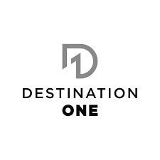 Λογότυπο Destination One. Συνεργασία με Κύρο Ασφή για Digital Marketing.